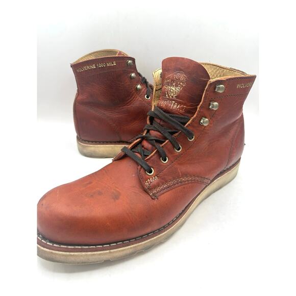 Wolverine 1000 Mile X Buffalo Trace Brown Tan Leather Lace Up Boots Men’s 10 - Picture 3 of 15